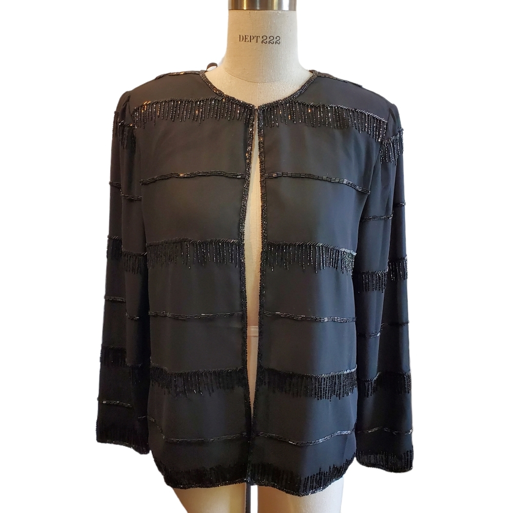 JMD New York Black Beaded Evening Jacket Size‎ M